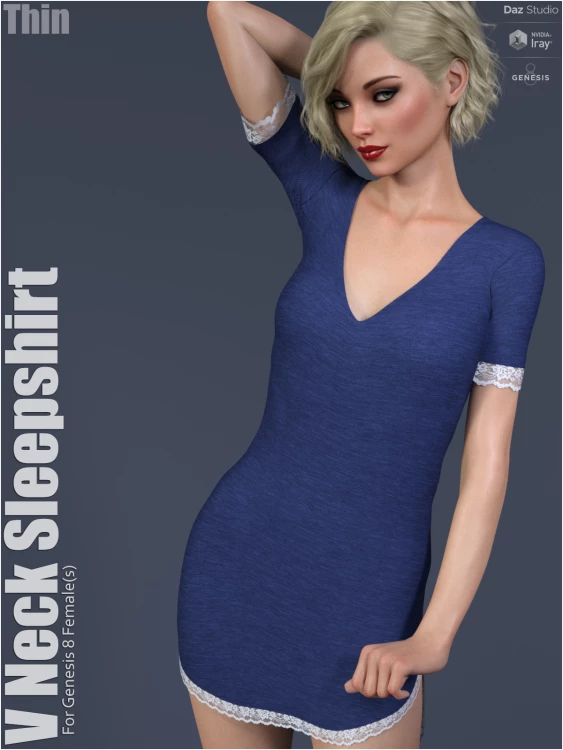 dForce V Neck Sleepshirt › daz studio