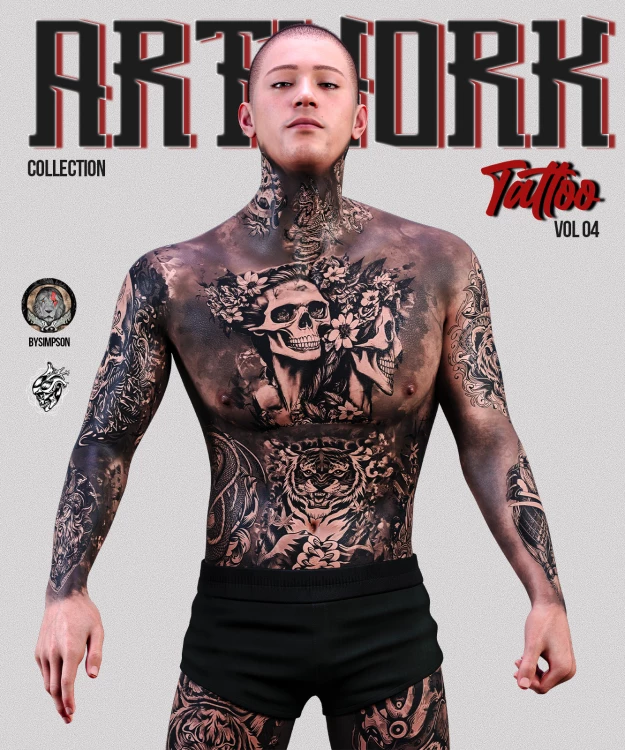 Artwork Tattoo Collection Vol 04 for Genesis 9 › daz studio
