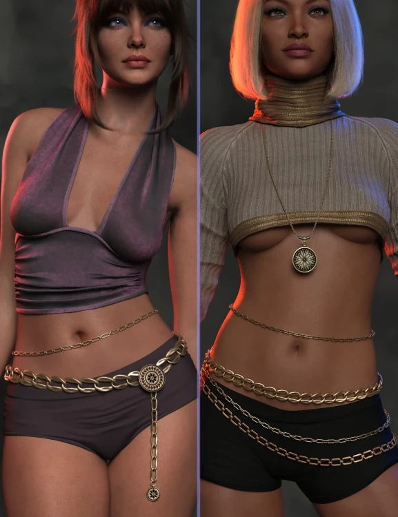 FK dForce LUXE Chain Belts for Genesis 9 BUNDLE › daz studio