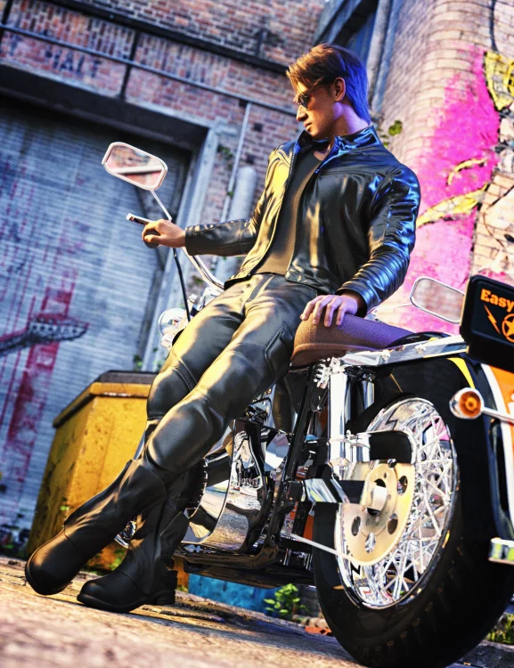 X-BIT Motorcycle Leather Suit Wanderer Bundle › daz studio